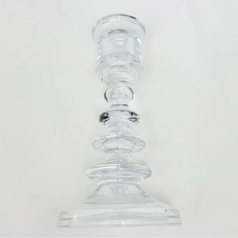 Elements Clear Glass Rounded Tiered Taper Candle Holder